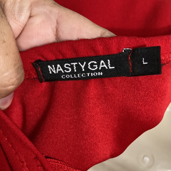 Nasty Gal Jumper Wide Leg Sweetheart Neckline Red Women's Large - Picture 12 of 14